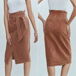 Anthropologie Free People Savannah Belted Denim Skirt